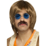 60's Hippie Kit includes Brown Wig, Lennon Glasses and Moustache