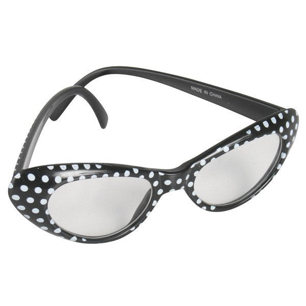 60s Glasses Black with White Spots