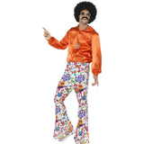 60s groovy flared trousers with multicolour peace print