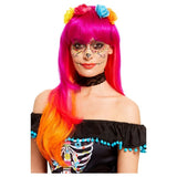 Day of the Dead Pink & Orange Wig