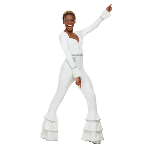 70s Deluxe Glam Jumpsuit Costume - White
