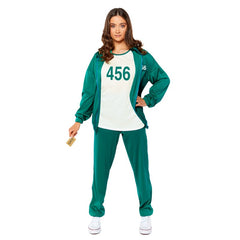 Squid Game Contestant 456 costume with green jacket shirt and trousers