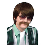 Brown 70s mod-style wig made from smooth silky fibre, perfect for retro and disco costumes.