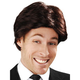 Brown 70s wig with swept fringe