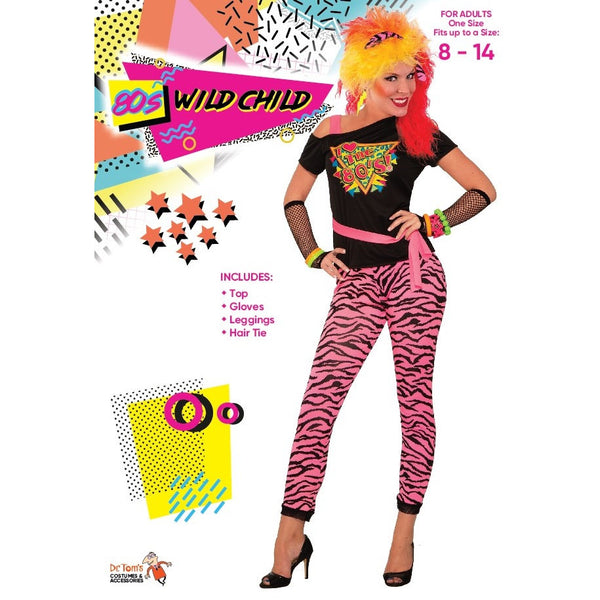 80s Wild Child Zebra Print Costume - Dr Toms