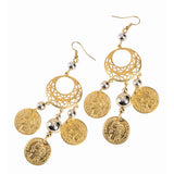 Gold Coin Dangling Earrings