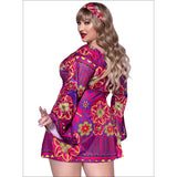 Retro Print Bell Sleeves Go Go Dress - Plus - Leg Avenue