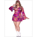 Retro Print Bell Sleeves Go Go Dress - Plus - Leg Avenue