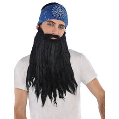 Black Plush Pirate Beard & Moustache.