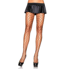 Leg Avenue Black Spandex Diamond Pantyhose – front view featuring an all-over diamond pattern with a sleek, stretchy fit for an edgy and stylish look.