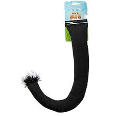 Black 46cm animal costume tail with curled shape and fluffy tip