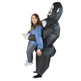 Inflatable gorilla lift up costume with fan pack.