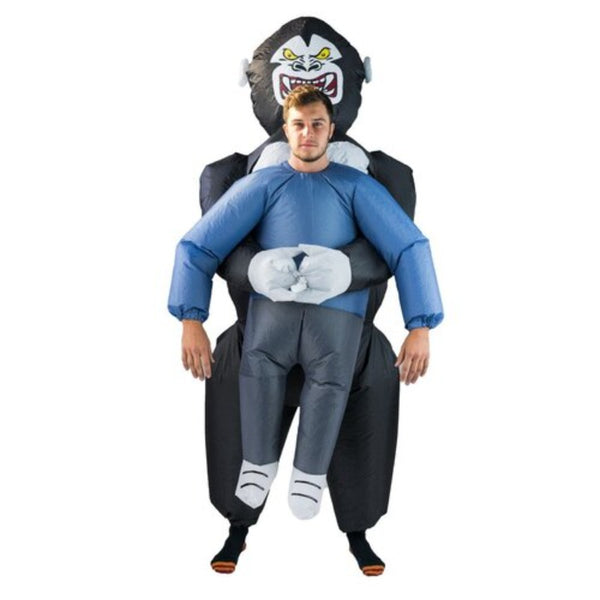 Inflatable gorilla lift up costume for adults with only your head and hands showing.