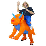 adults inflatable trideratops costume in ride on style.