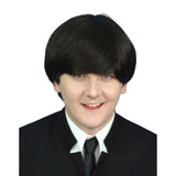 Beatles wig in dark brown with a sweeping fringe.