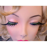 X Large Black and Green Lashes with Crystals
