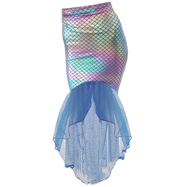 Rainbow Fish/Mermaid Tail Skirt, includes organza tail and metallic scale print skirt.