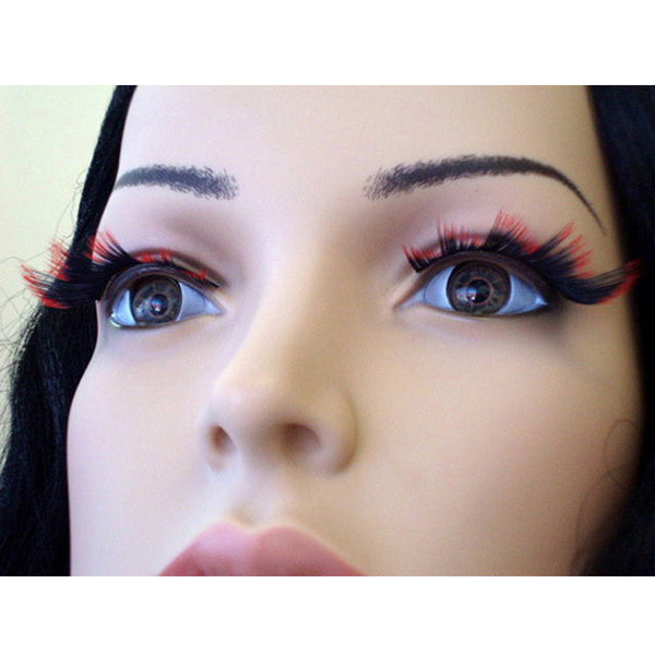 Eyelashes - Black Jagged with Red Tips