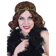 Clementine flapper wig in brown with soft waves.