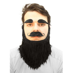 Mo, long beard and eye brows in black.