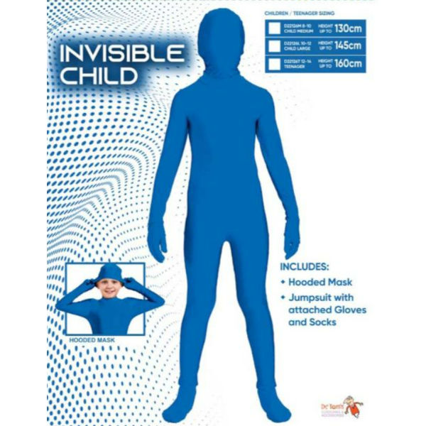 Invisible Man Child Blue Skin Suit Costume - Teen - Dr Toms