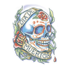Tinsley FX Temp Tattoo - La Rosa, skull with roses.
