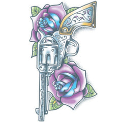 Tinsley Temp Tattoo - Pistola Day of the Dead and roses.