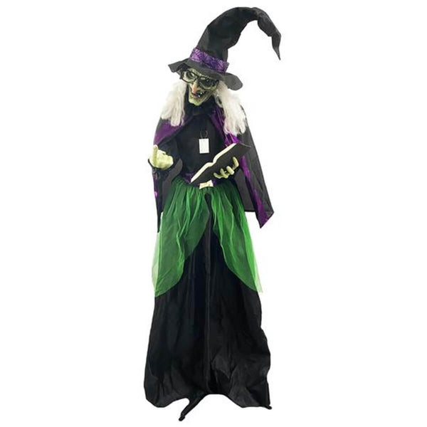 Animated Witch with Book 183cm Halloween Prop