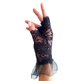 Gloves-Short Lace Fingerless Black