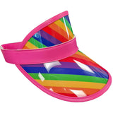 rainbow visor with pink trim.