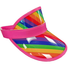 Rainbow Visor with Pink Trim for 80s Parties and Festivals
