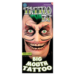 Tinsley FX Temp Tattoo - Evil Grin, large mouth and teeth.
