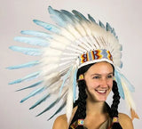 Light Blue and White Feather Headdress
