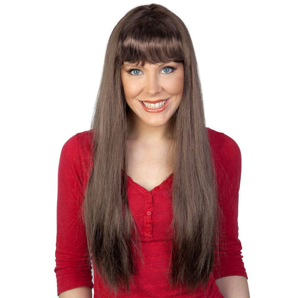 Jessica Long Straight Wig with Fringe - Brown.