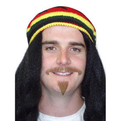 moustache and goatee in black, double sided tape to attach.