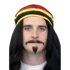 moustache and goatee in black, double sided tape to attach.