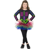Neon Skeleton Long Sleeve Tutu Halloween Childs Dress