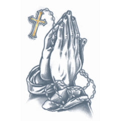 Tinsley FX Temp Tattoo - Praying Hands Tattoo with rosery beads.