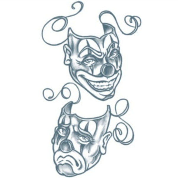 Tinsley Temp Tattoo - Now & Later, evil clown masks.