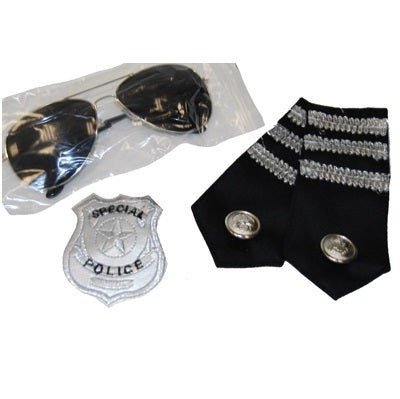 Police Kit includes Badge, Glasses & Epaulettes