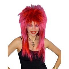 Spiky vamp pink wig with black roots, perfect for 1980's parties, rockers and wig parties, quality.