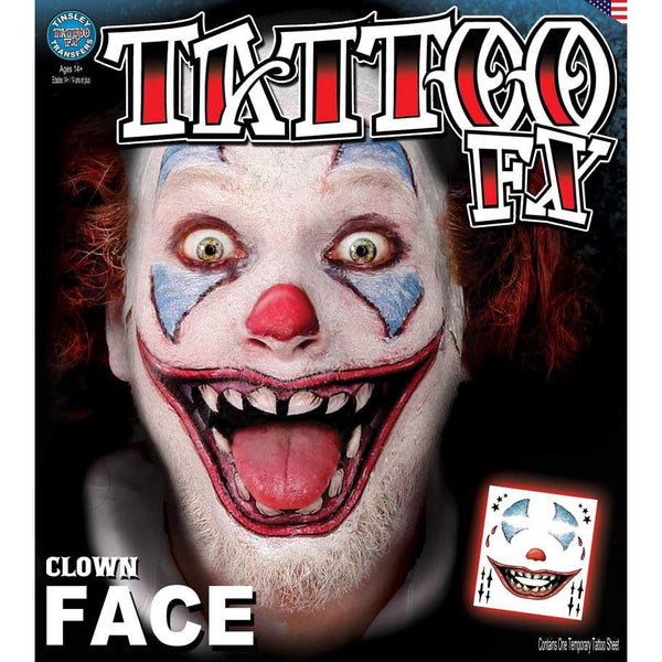 Tinsley FX Full Face Temp Tattoo - Clown Face