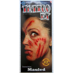 Tinsley FX Temp Tattoo - Mauled. with teeth and claw marks, touch up with some fake blood.