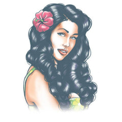 Tinsley FX Temp Tattoo - Aloha, beautiful Hawaii  girl image, head and shoulders.