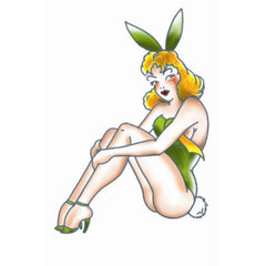 Tinsley FX Temp Tattoo - Bunny Pin Up Girl wearing a green bathing suit and matching ears.