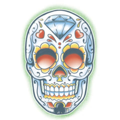 Tinsley FX Temp Tattoo - El Jugador, Day of the Dead colourful skull.