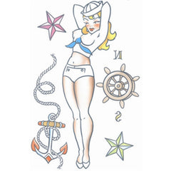 Tinsley FX Temp Tattoo - Sailor Pin Up Girl, with anchor and stars.