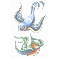 Tinsley FX Temp Tattoo - Swallows, colourful with two swallows.