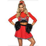 arsity Babe Cheerleader Ladies Costume,  includes black pom poms.