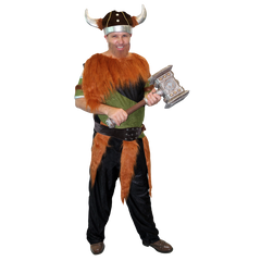 Viking Male Costume with faux fur tunic, pants and Viking helmet